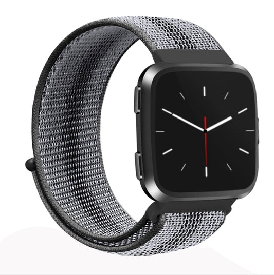 For Fitbit Versa 1 / 2 Universal Nylon Strap Watch Band(Black Stripe) - Watch Bands by buy2fix | Online Shopping UK | buy2fix