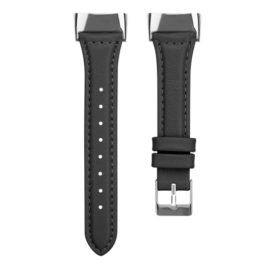 For Fitbit Charge 5 FC5-18 Leather Strap Watch Band, Size:S(Black) - Watch Bands by buy2fix | Online Shopping UK | buy2fix
