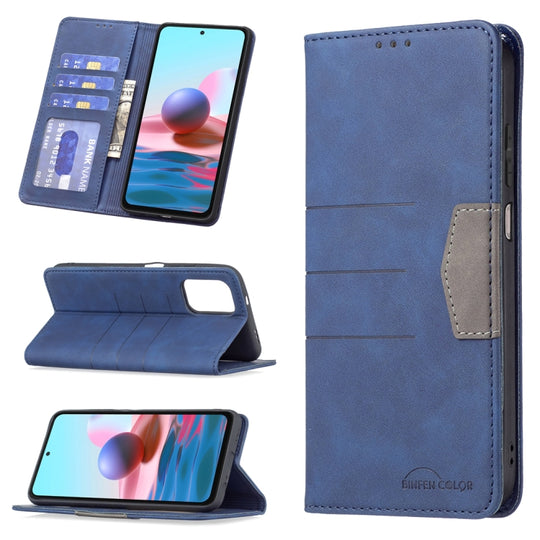 For Xiaomi Redmi Note 10 4G / 10S Magnetic Splicing Leather Phone Case(Blue)