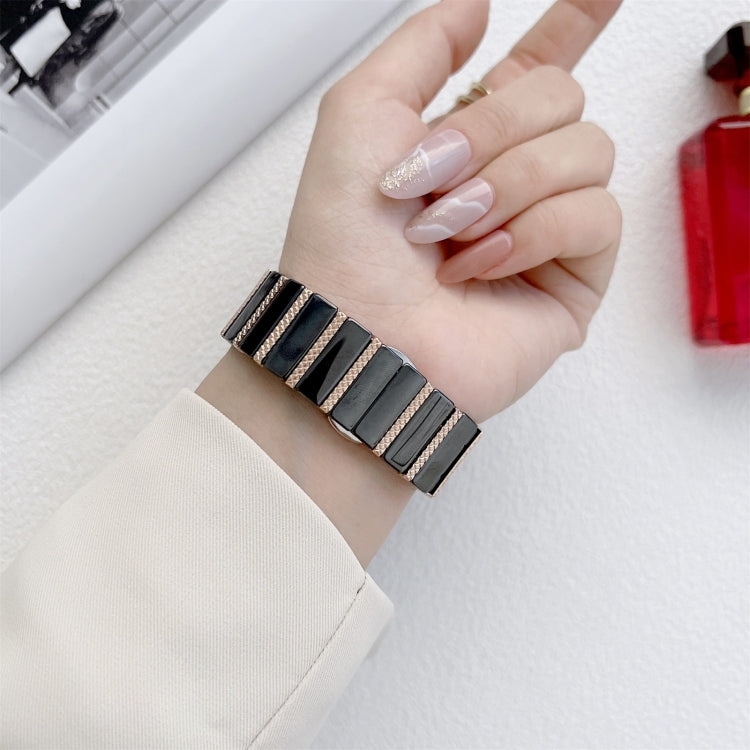 Ceramic One-bead Steel Strap Watch Band For Apple Watch Series 9&8&7 41mm / SE 3&SE 2&6&SE&5&4 40mm / 3&2&1 38mm(White Silver) by buy2fix
