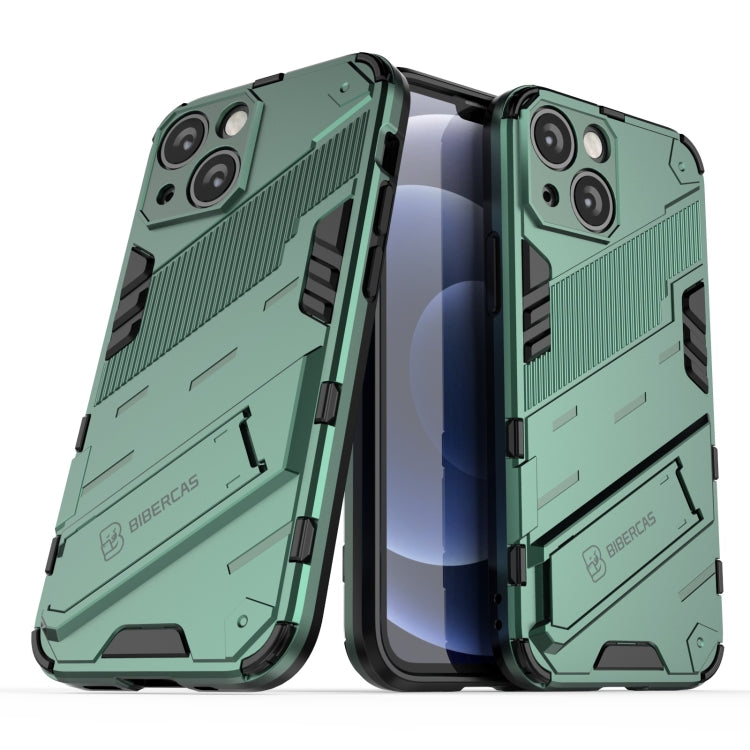 For iPhone 13 mini Punk Armor 2 in 1 PC + TPU Phone Case with Invisible Holder (Green) by buy2fix