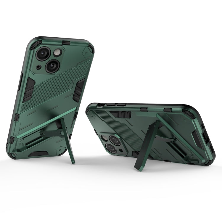 For iPhone 13 mini Punk Armor 2 in 1 PC + TPU Phone Case with Invisible Holder (Green) by buy2fix