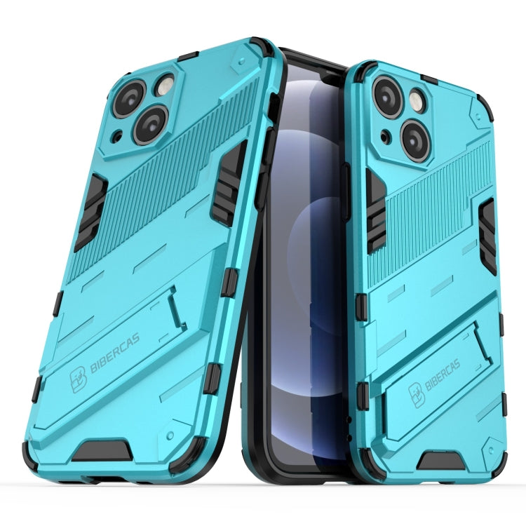 For iPhone 13 Punk Armor 2 in 1 PC + TPU Phone Case with Invisible Holder(Blue) by buy2fix