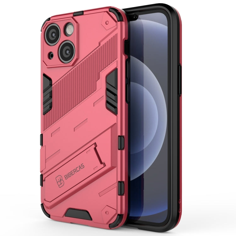 For iPhone 13 Punk Armor 2 in 1 PC + TPU Phone Case with Invisible Holder(Light Red) by buy2fix