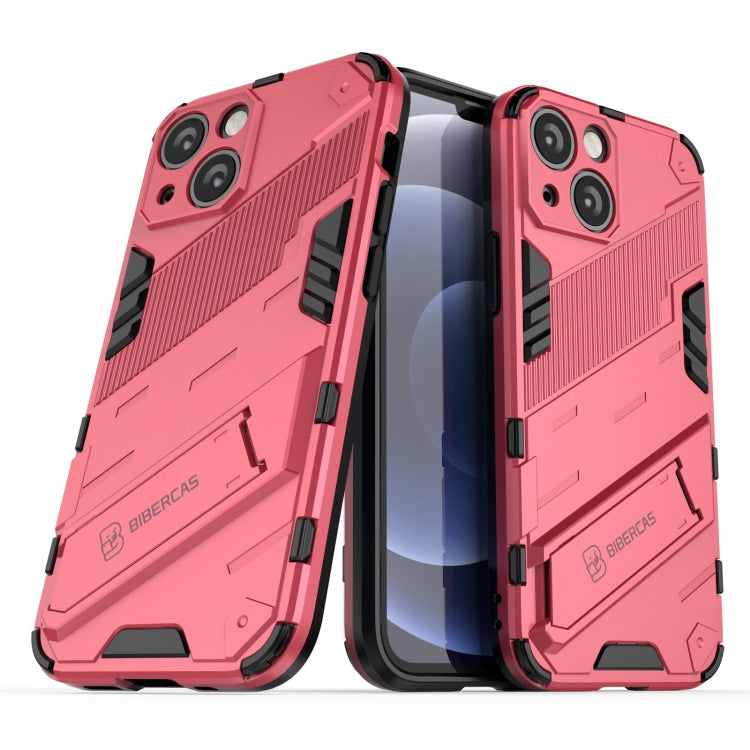 For iPhone 13 Punk Armor 2 in 1 PC + TPU Phone Case with Invisible Holder(Light Red) by buy2fix