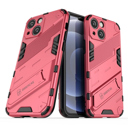 For iPhone 13 Punk Armor 2 in 1 PC + TPU Phone Case with Invisible Holder(Light Red) by buy2fix