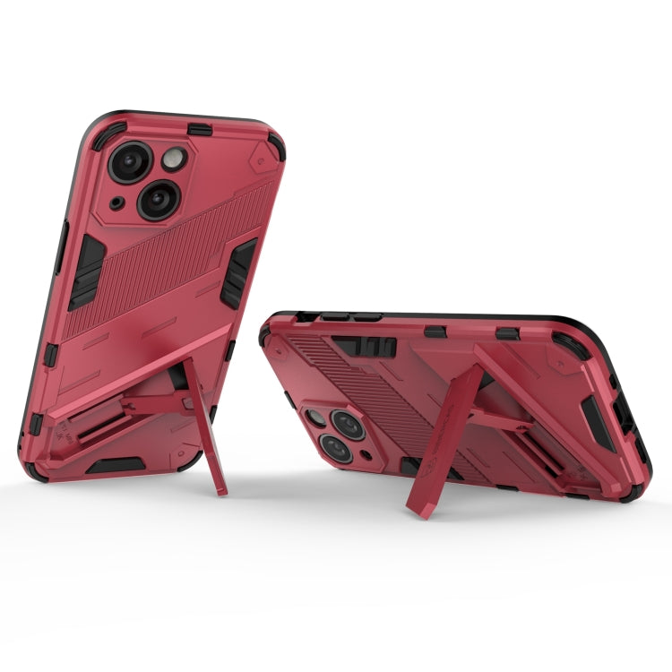 For iPhone 13 Punk Armor 2 in 1 PC + TPU Phone Case with Invisible Holder(Light Red) by buy2fix