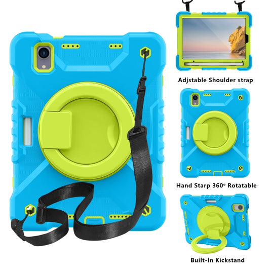 For iPad mini 2024 / mini 6 Silicone + PC Tablet Case with Strap & Holder & Pen Slot(Blue + Green) - iPad mini 6 Cases by buy2fix | Online Shopping UK | buy2fix