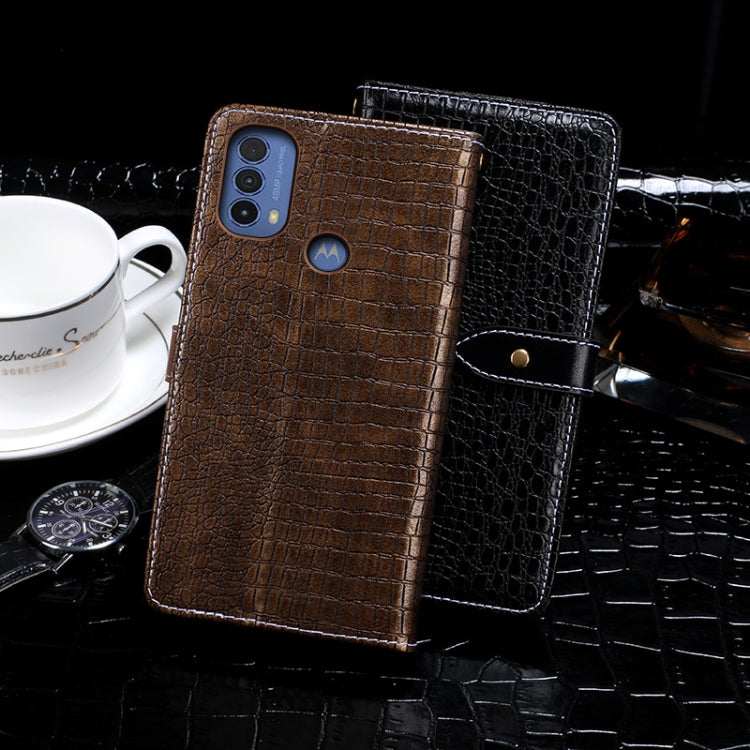 For Motorola Moto E30 idewei Crocodile Texture Horizontal Flip Leather Phone Case(Dark Blue) - Motorola Cases by idewei | Online Shopping UK | buy2fix