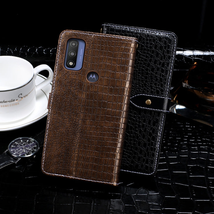 For Motorola G Pure idewei Crocodile Texture Horizontal Flip Leather Phone Case(Black) - Motorola Cases by idewei | Online Shopping UK | buy2fix