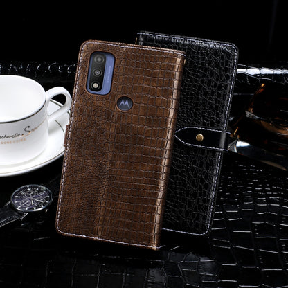 For Motorola G Pure idewei Crocodile Texture Horizontal Flip Leather Phone Case(Black) - Motorola Cases by idewei | Online Shopping UK | buy2fix