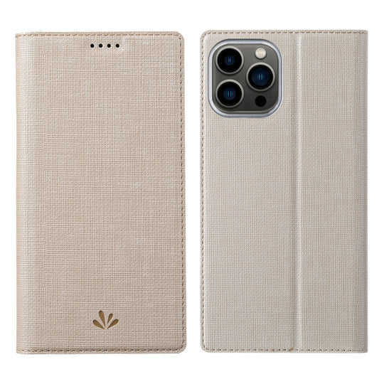 For iPhone 13 Pro Max ViLi DMX Series Shockproof Magsafe Magnetic Horizontal Flip Leather Phone Case (Gold)