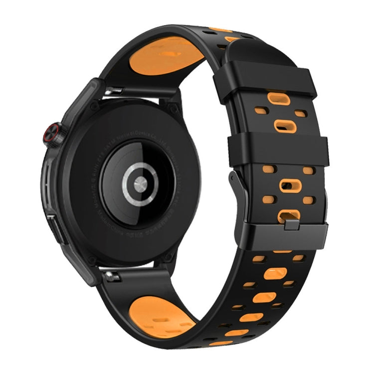For Huawei Watch GT 3 22mm Three Rows Holes Two-color Silicone Watch Band(Black Orange) by buy2fix