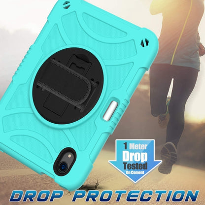 For iPad mini 6 / mini 2024 PC Hybrid Silicone Tablet Case with Holder & Hand Strap & Shoulder Strap(Mint Green) - iPad mini 6 Cases by buy2fix | Online Shopping UK | buy2fix