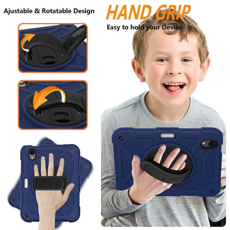 For iPad mini 6 / mini 2024 PC Hybrid Silicone Tablet Case with Holder & Hand Strap & Shoulder Strap(Navy Blue) - iPad mini 6 Cases by buy2fix | Online Shopping UK | buy2fix