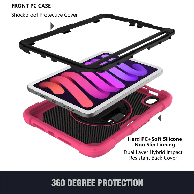 For iPad mini 6 / mini 2024 PC Hybrid Silicone Tablet Case with Holder & Hand Strap & Shoulder Strap(Rose Red) - iPad mini 6 Cases by buy2fix | Online Shopping UK | buy2fix