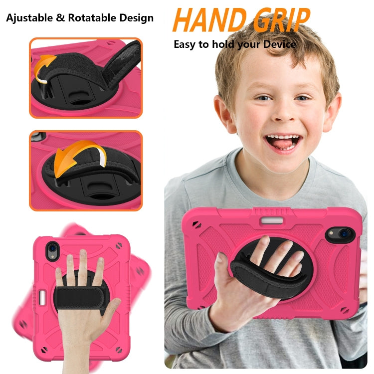 For iPad mini 6 / mini 2024 PC Hybrid Silicone Tablet Case with Holder & Hand Strap & Shoulder Strap(Rose Red) - iPad mini 6 Cases by buy2fix | Online Shopping UK | buy2fix