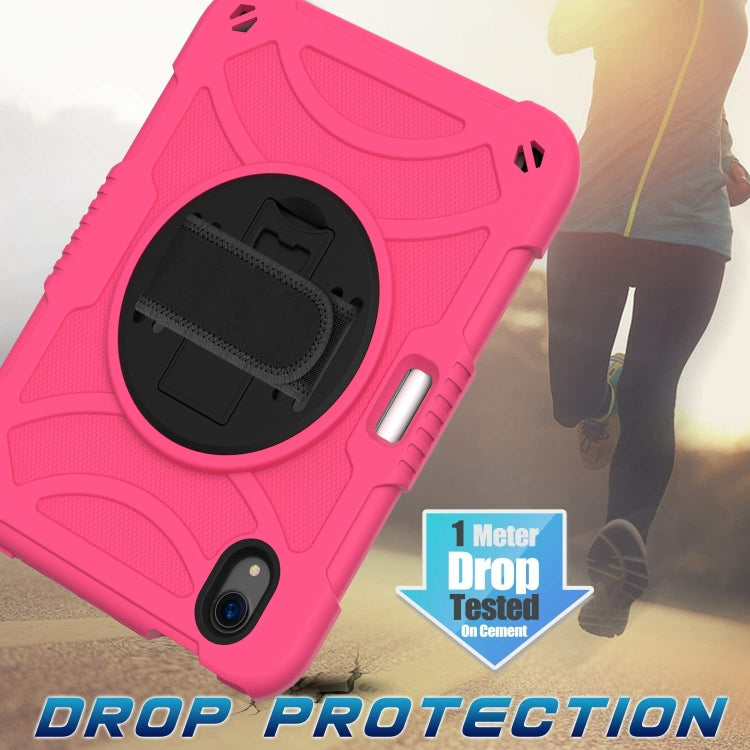For iPad mini 6 / mini 2024 PC Hybrid Silicone Tablet Case with Holder & Hand Strap & Shoulder Strap(Rose Red) - iPad mini 6 Cases by buy2fix | Online Shopping UK | buy2fix