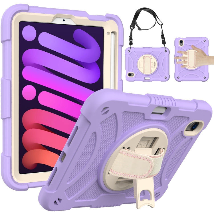 For iPad mini 6 / mini 2024 PC Hybrid Silicone Tablet Case with Holder & Hand Strap & Shoulder Strap(Purple) - iPad mini 6 Cases by buy2fix | Online Shopping UK | buy2fix