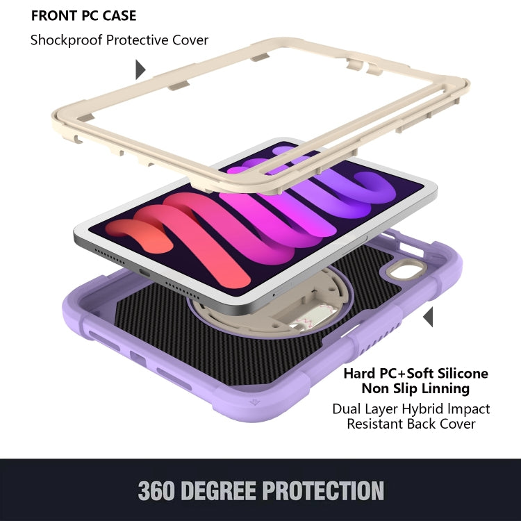 For iPad mini 6 / mini 2024 PC Hybrid Silicone Tablet Case with Holder & Hand Strap & Shoulder Strap(Purple) - iPad mini 6 Cases by buy2fix | Online Shopping UK | buy2fix