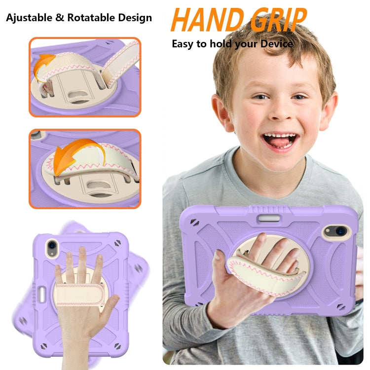 For iPad mini 6 / mini 2024 PC Hybrid Silicone Tablet Case with Holder & Hand Strap & Shoulder Strap(Purple) - iPad mini 6 Cases by buy2fix | Online Shopping UK | buy2fix