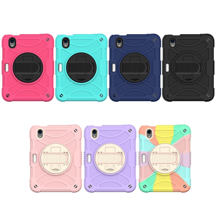 For iPad mini 6 / mini 2024 PC Hybrid Silicone Tablet Case with Holder & Hand Strap & Shoulder Strap(Rose Red) - iPad mini 6 Cases by buy2fix | Online Shopping UK | buy2fix