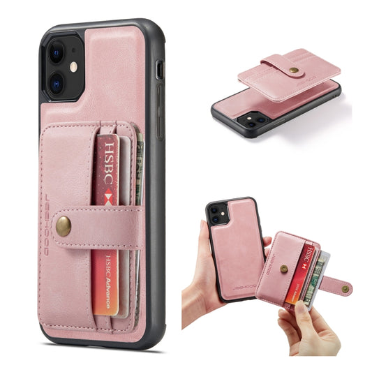 For iPhone 12 / 12 Pro JEEHOOD RFID Blocking Anti-Theft Wallet Phone Case(Pink) - iPhone 12 / 12 Pro Cases by JEEHOOD | Online Shopping UK | buy2fix