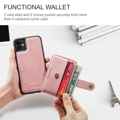 For iPhone 12 / 12 Pro JEEHOOD RFID Blocking Anti-Theft Wallet Phone Case(Pink) - iPhone 12 / 12 Pro Cases by JEEHOOD | Online Shopping UK | buy2fix