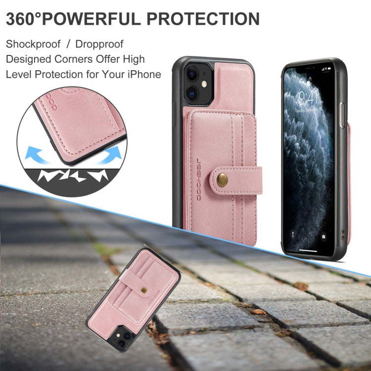 For iPhone 11 JEEHOOD RFID Blocking Anti-Theft Wallet Phone Case (Pink) - iPhone 11 Cases by JEEHOOD | Online Shopping UK | buy2fix