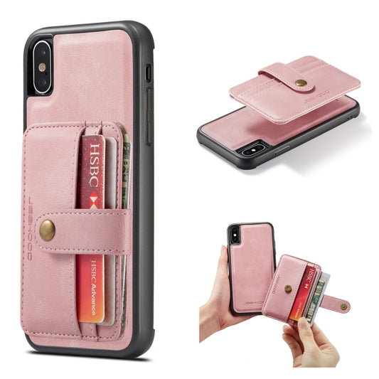 For iPhone XR JEEHOOD RFID Blocking Anti-Theft Wallet Phone Case(Pink) - iPhone 12 / 12 Pro Cases by JEEHOOD | Online Shopping UK | buy2fix