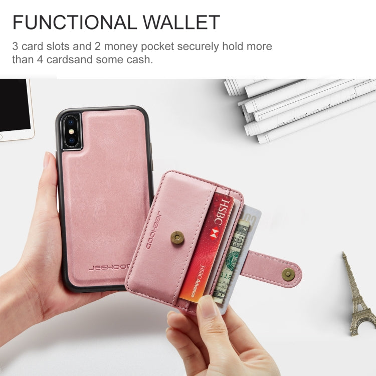 For iPhone XR JEEHOOD RFID Blocking Anti-Theft Wallet Phone Case(Pink) - iPhone 12 / 12 Pro Cases by JEEHOOD | Online Shopping UK | buy2fix