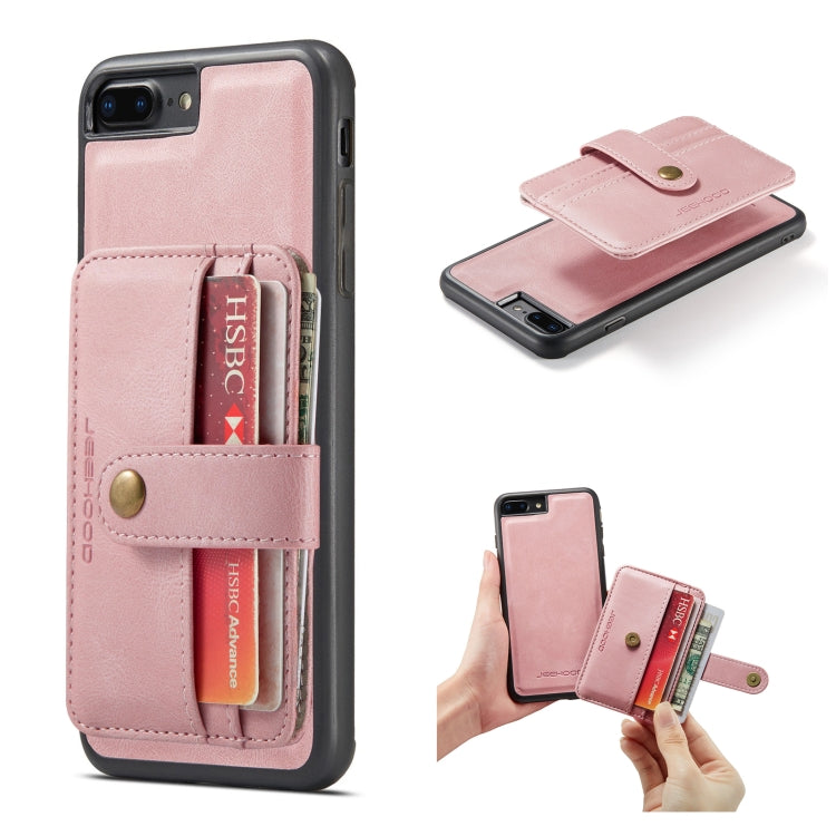 JEEHOOD RFID Blocking Anti-Theft Wallet Phone Case For iPhone 7 Plus / 8 Plus(Pink) - More iPhone Cases by JEEHOOD | Online Shopping UK | buy2fix