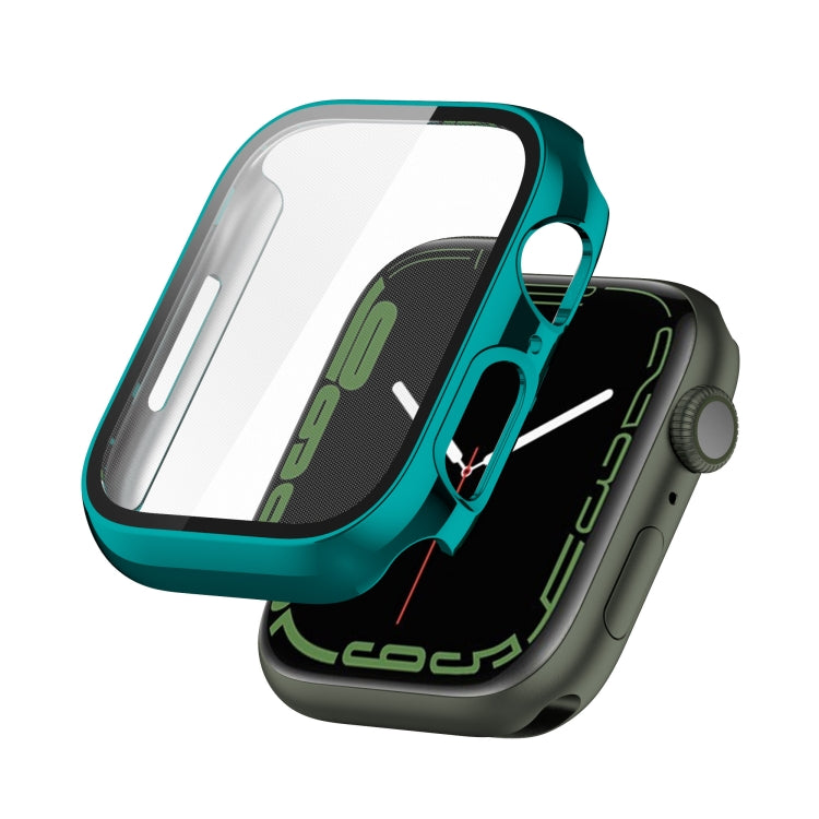 Electroplating Shockproof PC Protective Case with Tempered Glass Film For Apple Watch Series 9 / 8 / 7 41mm(Emerald Green) by buy2fix