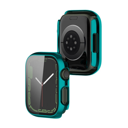 Electroplating Shockproof PC Protective Case with Tempered Glass Film For Apple Watch Series 9 / 8 / 7 41mm(Emerald Green) by buy2fix