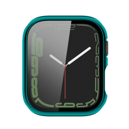 Electroplating Shockproof PC Protective Case with Tempered Glass Film For Apple Watch Series 9 / 8 / 7 41mm(Emerald Green) by buy2fix