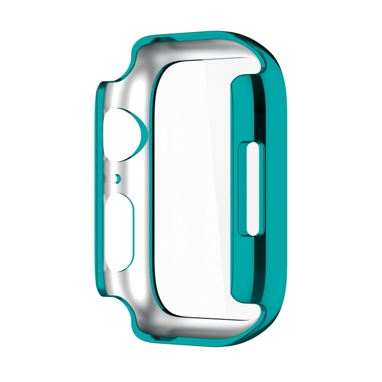 Electroplating Shockproof PC Protective Case with Tempered Glass Film For Apple Watch Series 9 / 8 / 7 41mm(Emerald Green) by buy2fix