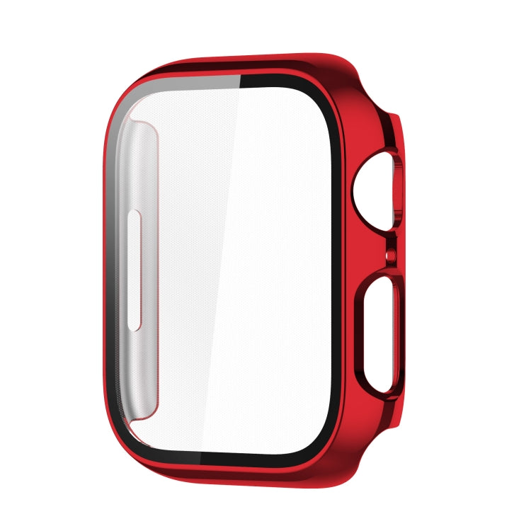 Electroplating Shockproof PC Protective Case with Tempered Glass Film For Apple Watch Series 9 / 8 / 7 41mm(Red) by buy2fix