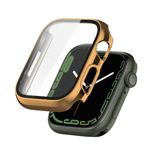 Electroplating Shockproof PC Protective Case with Tempered Glass Film For Apple Watch Series 9 / 8 / 7 41mm(Gold) by buy2fix
