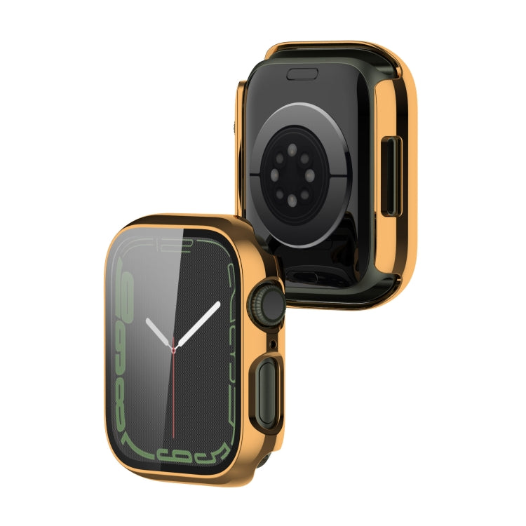 Electroplating Shockproof PC Protective Case with Tempered Glass Film For Apple Watch Series 9 / 8 / 7 41mm(Gold) by buy2fix