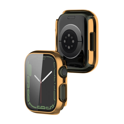 Electroplating Shockproof PC Protective Case with Tempered Glass Film For Apple Watch Series 9 / 8 / 7 41mm(Gold) by buy2fix