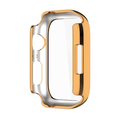 Electroplating Shockproof PC Protective Case with Tempered Glass Film For Apple Watch Series 9 / 8 / 7 41mm(Gold) by buy2fix