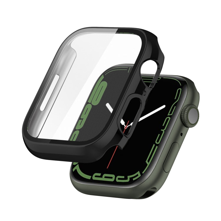 Electroplating Shockproof PC Protective Case with Tempered Glass Film For Apple Watch Series 9 / 8 / 7 41mm(Bright Black) by buy2fix