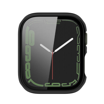 Electroplating Shockproof PC Protective Case with Tempered Glass Film For Apple Watch Series 9 / 8 / 7 41mm(Bright Black) by buy2fix