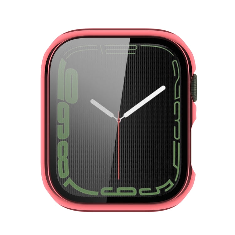 Electroplating Shockproof PC Protective Case with Tempered Glass Film For Apple Watch Series 9 / 8 / 7 41mm(Rose Gold) by buy2fix