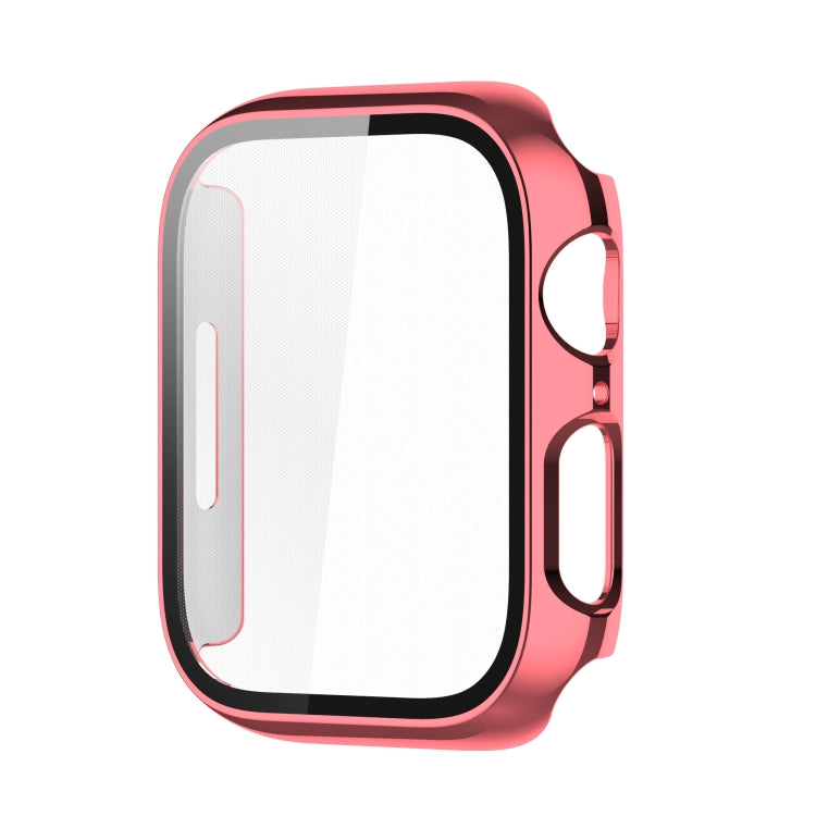 Electroplating Shockproof PC Protective Case with Tempered Glass Film For Apple Watch Series 9 / 8 / 7 41mm(Rose Gold) by buy2fix