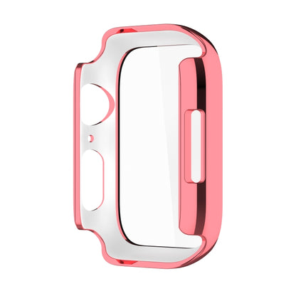 Electroplating Shockproof PC Protective Case with Tempered Glass Film For Apple Watch Series 9 / 8 / 7 41mm(Rose Gold) by buy2fix
