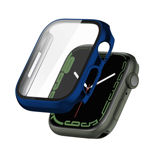 Electroplating Shockproof PC Protective Case with Tempered Glass Film For Apple Watch Series 9 / 8 / 7 41mm(Starry Blue) by buy2fix