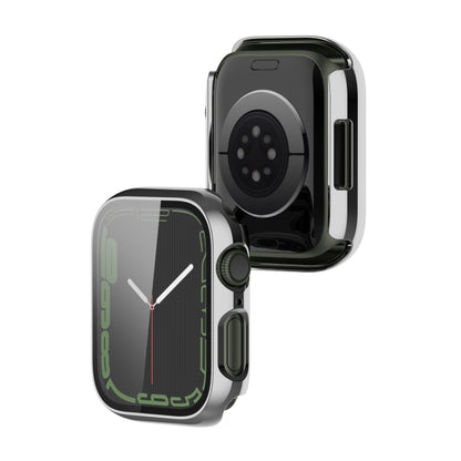 Electroplating Shockproof PC Protective Case with Tempered Glass Film For Apple Watch Series 9 / 8 / 7 41mm(Silver) by buy2fix