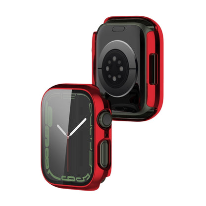 Electroplating Shockproof PC Protective Case with Tempered Glass Film For Apple Watch Series 9 / 8 / 7 45mm(Red) by buy2fix