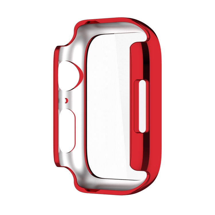 Electroplating Shockproof PC Protective Case with Tempered Glass Film For Apple Watch Series 9 / 8 / 7 45mm(Red) by buy2fix